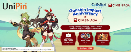 Genshin Impact Anniversary Bareng UniPin & CIMB Niaga